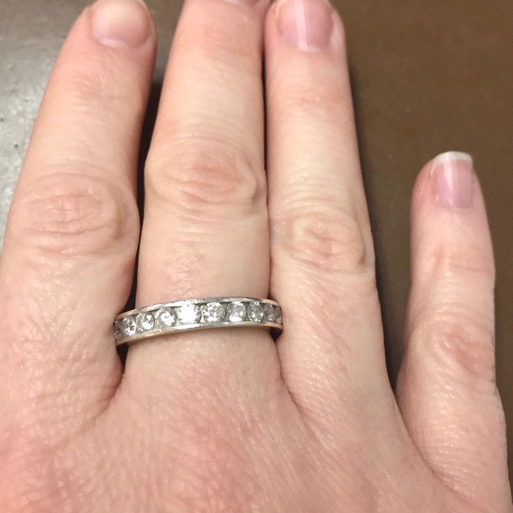 Simulated diamond eternity band
